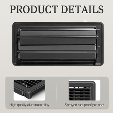 Gmurnai 4x10 Floor Vents Heavy Duty Floor Registers, Floor Air Vent Covers 4 X 10 for Home Floor Wall Ceiling, Rust Proof Finish Registers Grilles & Vents (8, Black, 4x10 Inches) - Image 4