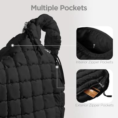 Puffer Tote Bag for Women Large Quilted Tote Bag Quilted Carryall Bag Soft Puffy Crossbody Bag Hobo Handbags Puff Purse - Image 5