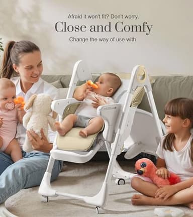 Convertible High Chairs for Babies and Toddlers, Height Adjustable Baby High Chair, High Chair with Removable Tray, Adjustable Backrest and Pedal, Portable Baby Dinning Chair with Lockable Wheels… - Image 7