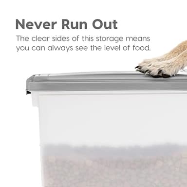 IRIS USA Dog Food Storage Container, 30 lbs & 11 lbs Combo, Cat Food Storage Container, Dog Treat Container, Airtight, Stackable, 2-Cup Scoop, Wheels, Easy Mobility, Silver - Image 7