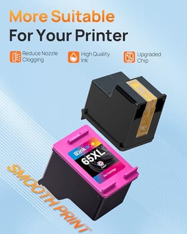 65XL 65 ink cartridges black/color combo pack Replacement for HP ink 65 65xl black and color ink cartridge work for HP Envy 5055 5000 5070 5052 5014 DeskJet 3755 3772 3700 3752 3722 2600 2622 (2 Pack) - Image 5
