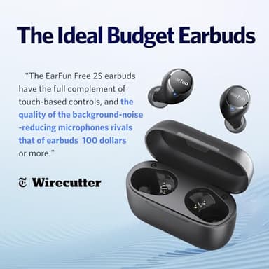 EarFun Free 2S Wireless Earbuds, [Upgraded Version] Bluetooth Earbuds with Deep Bass, 4 Mics for Clear Call, Customizable EQ App, IPX7 Waterproof in-Ear Headphones, 30H Playtime, Wireless Charging - Image 2