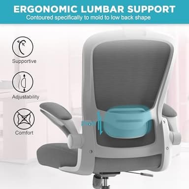 Mimoglad Office Chair, Comfy Desk Chair - High Back Ergonomic Computer Chair with Adjustable Lumbar Support & Headrest, Flip-up Armrests for Guitar Playing, Swivel Task Chair for Home Office - Image 3