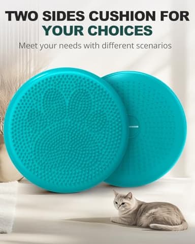 Trideer Inflated Wobble Cushion - Wiggle Seat for Sensory Kids(Multiple Colors), Balance Disc (Extra Thick), Flexible Seating for All Age (34CM Turquoise) - Image 2