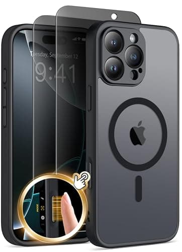 Magnetic for iPhone 16 Pro Case with Camera Control Button, Compatible with MagSafe, [Full Camera Protection][Privacy Screen Protector] Non-slip Translucent iPhone 16 Pro Phone Cover (Matte Black) - Image 1