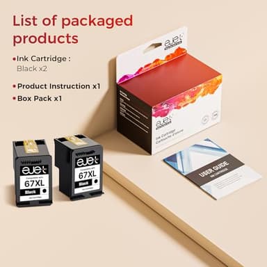 67XL Ink Cartridge (2-Black) Compatible for HP Ink 67 for HP 67XL Black Ink Cartridge High Yield for Deskjet 2700 2700e 2755e 2855e 2800e 2852e 2827e 4100e 4155e 4255e Envy 6000 6055e 6455e Series - Image 6
