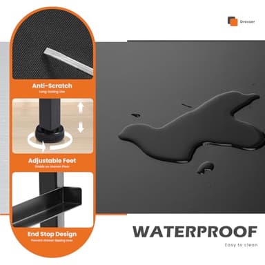 Sweetcrispy Nightstand Small Bedroom Dresser with 4 Fabric Drawers, Bed Side Furniture End Table, Wooden Top Cabinet Night Stand Dresser for Closet, Entryway, Dorm, Black - Image 5