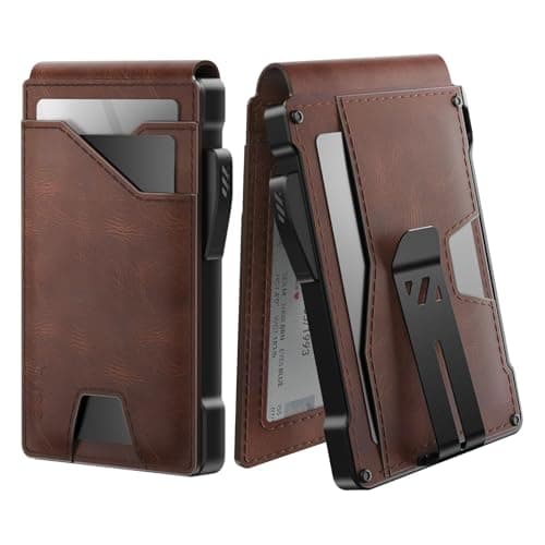 typecase Tactical Wallet for Men Card Holder: Pop Up Card Case, Genuine Leather, Smart, RFID Blocking, Slim, Minimalist, Thin, Front Pocket - 9-13 Card Capacitiy, ID Window, Money Clip (Brown) - Image 1