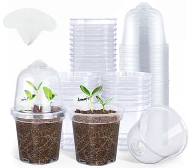 homenote Clear Nursery Pots for Plants,3 Inch Plant Pot for Planting with Humidity Domes Plastic Seedling with Drainage Holes Seed Starter Flower High Transparency (30 Pack) - Image 1