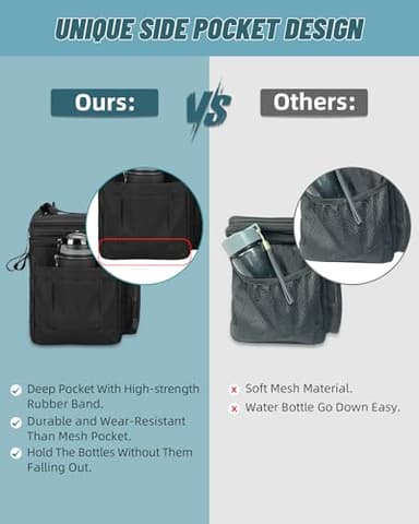 HSHRISH Lunch Box for men, Large Expandable Insulated Lunch Bag, Durable Waterproof Leakproof Tactical Cooler Bag for Adults Men to Work Picnic Beach Day Trips, 24 Cans/16 L, Black - Image 6