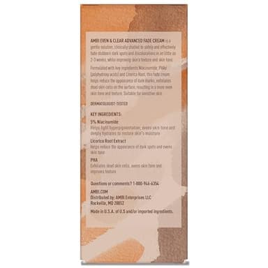 Ambi Even & Clear Advanced Fade Cream, Hydroquinone-free, Hyperpigmentation Treatment, Stubborn Dark Spot Corrector, Results In As Little As 2-3 Weeks, Niacinamide, Licorice Root Extract, PHA, 1 Fl Oz - Image 9