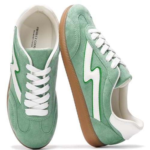 Project Cloud Sneakers for Women - Lace-Up Shoes for Women Trendy Women Sneakers with Memory Foam Insole Women's Fashion Sneakers Non-Slip Womens Shoes (Irita, Green Multi, 9) - Image 1