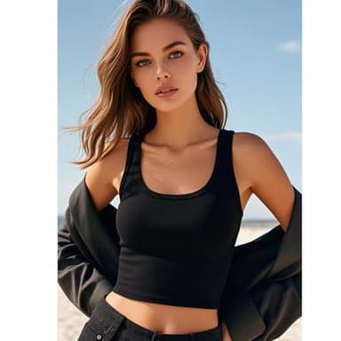 4 Pack Sleeveless Tank Tops for Women Racerback Cropped Workout Top Cotton Basic Running Yoga Gym Crop Top Shirts for Women - Image 6