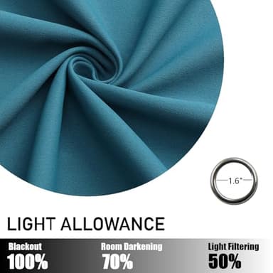 Flyfun Grommet Blackout Curtains for Bedroom and Living Room - 2 Panels Set Thermal Insulated Room Darkening Curtains (Turquoise, 52W x 84L) - Image 6