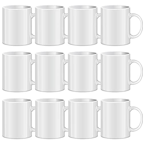 TANGLONG Sublimation Mugs Blank, Tazas Para Sublimacion, White Ceramic Sublimation Cups, Bulk Mugs for Coffee, Tea, Latte, Soup, Milk, Hot Cocoa 11 oz Set of 12 - Image 1