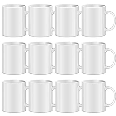 TANGLONG Sublimation Mugs Blank, Tazas Para Sublimacion, White Ceramic Sublimation Cups, Bulk Mugs for Coffee, Tea, Latte, Soup, Milk, Hot Cocoa 11 oz Set of 12 - Image 1