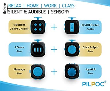 PILPOC theFube Fidget Cube, 6-Sided Stress Relief Infinity Cube for Adults & Kids, Boosts Concentration, Mindfulness Aid, Silent & Audible Modes, Includes Carry Case for Portability (Midnight) - Image 6