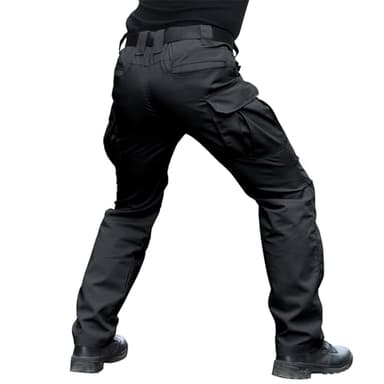 Hiwise Men's Stretch Tactical Pants Water Resistant Ripstop Cargo Pants Outdoor Lightweight EDC Work Hiking Pants (Black, 34WX32L) - Image 2