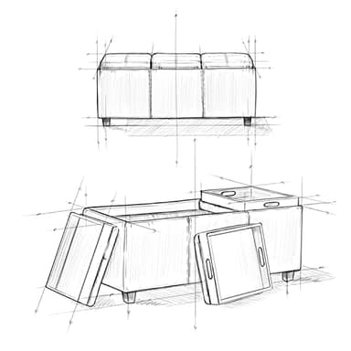 SIMPLIHOME Avalon 42 Inch Wide Contemporary Rectangle Storage Ottoman in Slate Grey Linen Look Fabric, Assembled, For the Living Room, Entryway and Family Room - Image 2