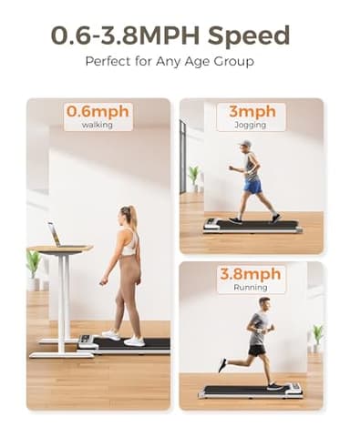 Yagud Under Desk Treadmill, Walking Pad for Home and Office, 2.5 HP Portable Walking Jogging Running Machine with Remote Control and LED Display, Silver - Image 7