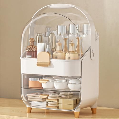 Makeup Organizer, Skincare Holder Bathroom Counter Organizer, Storage Box Cosmetic Display Cases, Teen Girl Gifts Trendy Stuff Make up Organizers for Vanity, Dresser, Countertop (Rose Gold) - Image 1