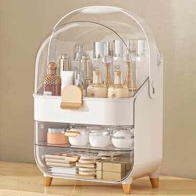 Makeup Organizer, Skincare Holder Bathroom Counter Organizer, Storage Box Cosmetic Display Cases, Teen Girl Gifts Trendy Stuff Make up Organizers for Vanity, Dresser, Countertop (Rose Gold) - Image 1