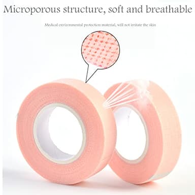 6 Rolls Eyelash Tape,Adhesive Fabric Eyelash Extension Tape,Breathable Micropore Fabric Tape for Eyelash Extension Supplies,9 m/10 Yard Each Roll (Pink) - Image 2