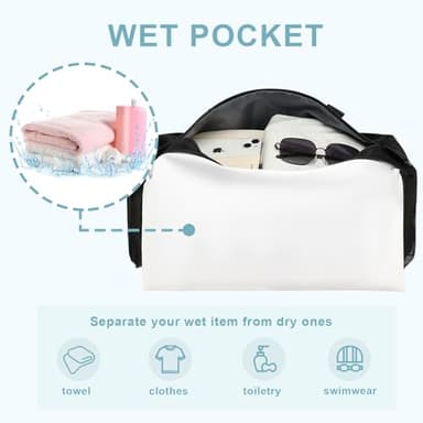 NEHOR Gym Bag for Women Men,Small WeekenderTravel Duffle Bag with Shoes Compartment & Wet Pocket,Water Resistant Sports Bag for Travel, Gym, Swimming, Yoga, Black - Image 4