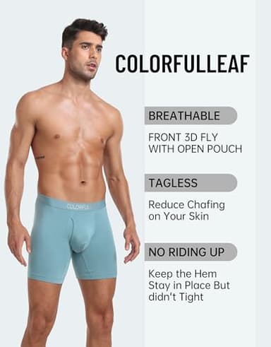 COLORFULLEAF Men's Boxer Briefs Moisture Wicking Underwear Soft Rayon Made from Bamboo Underwear for Men with 3D-Pouch Open Fly(4G2,L) - Image 2