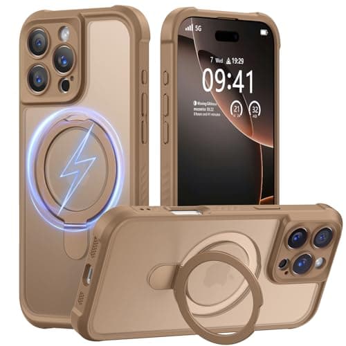 MOCCA Design for iPhone 16 Pro Max Case with Magnetic Invisible Stand [Full Camera Protection] [Compatible with Magsafe] Military Drop Shockproof Translucent Matte Phone Case Cover 6.9",Brown - Image 1