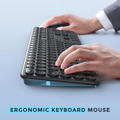 seenda Wireless Keyboard and Mouse, USB & Type C 2-in-1 Receiver, SK73-3 Full Size Black Wireless Keyboard Mouse Combo, Compatible for Windows, MacBook Pro/Air, Laptop, Desktop, PC - Black - Image 5