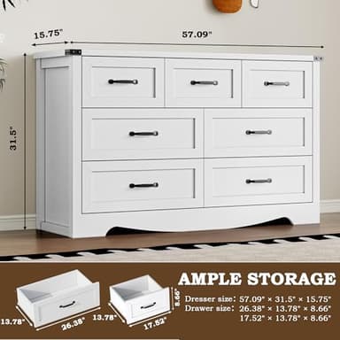 BORNOON 7-Drawer Dresser for Bedroom, Modern Wooden Chest of Drawers with Metal Handles, Anti-Tipping Design, Sturdy and Stable Storage Organizer for Living Room, Entryway, Home Office - Image 2