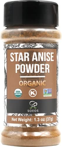Soeos Organic Chinese Star Anise Powder 1.3 oz (37g), Powder Chinese Star Anise, Dried Anise Star Spice, Star Anise Bulk, Anise Star, Non-GMO Verified, Great for Baking and Tea, Anis Estrella., Brown - Image 1
