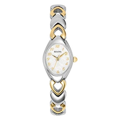 Bulova Ladies' Classic Two-Tone Stainless Steel 3-Hand Quartz, White Patterned Dial Style: 98V02 - Image 1