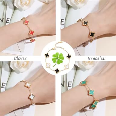 TICVRSS 18K Gold Plated Clover Lucky Bracelet for Women Four leaf Bracelets Cute Colorful Bracelets Trendy Jewelry Gifts for Women (Mixed) - Image 6