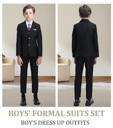LOPEN STU Boys Suits Formal Dress Jacket Vest Pants Kids Black Suits for Boys Weeding Easter Christmas Outfits Size 6 - Image 6