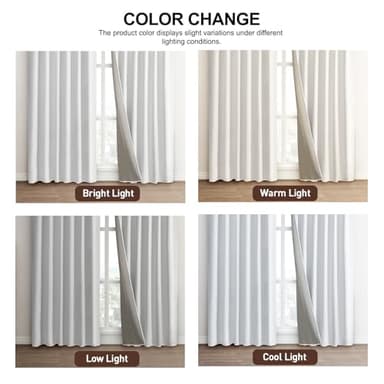 FLORECORD 100% Blackout Linen Curtains 52 Inch Wide x 63 Inch Long 2 Panels Set Thermal Insulated Textured Black Out Darkening Drapes for Bedroom Living Room Hook Belt/Back Tab/Rod Pocket - Image 4