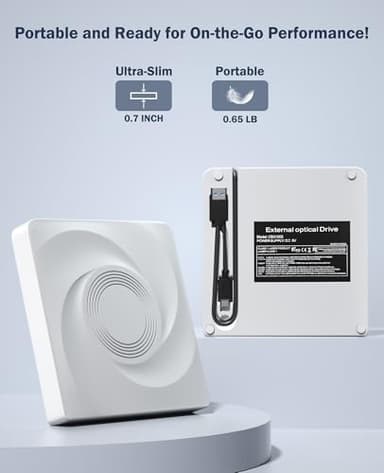 External CD/DVD Drive for Laptop CD Burner External DVD Drive, CD ROM DVD Player Portable CD Reader for Laptop PC, Compatible with Windows Linux Mac OS - Image 6