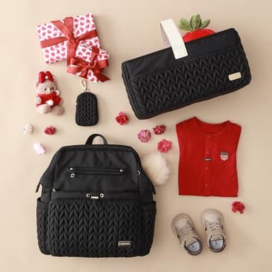 LUKJOJO Luxurious Baby Diaper Caddy, Nursery Storage Basket for Newborn Essentials, Travel Baby Basket for Diapers Baby Wipes, Organizer Tote Bag Storage Bin, Baby Shower Gifts(black) - Image 7