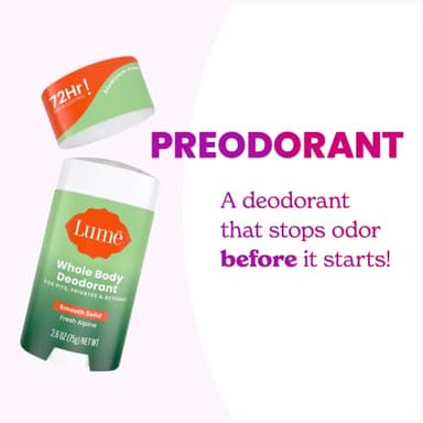 Lume Whole Body Deodorant - Smooth Solid Stick - 72 Hour Odor Control - Doctor Developed - Aluminum Free, Baking Soda Free and Skin Loving - 2.6 Ounce (Pack of 2) (Fresh Alpine) - Image 6