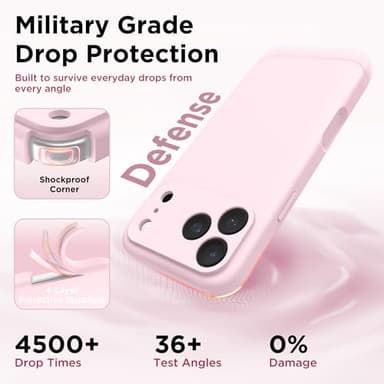 GolbinBox Magnetic for iPhone 17 Pro Max Case, Compatible with MagSafe, [Full Camera Protection] [Screen Protector], Silicone Shockproof Phone Cover with Anti-Scratch Microfiber Lining, Chalk Pink - Image 6
