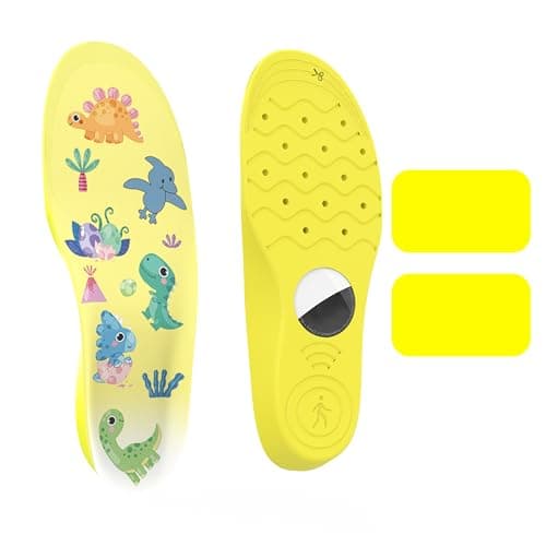 Sifemp Insoles for Airtag Hidden Holder, Tracker Devise Case for Kids, Comfortable Inserts for Shoes，Yellow Dinosaur (Yellow, 135-150mm Kid 6.5-Kid 8) - Image 1