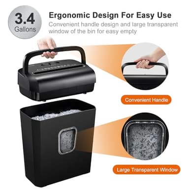 Bonsaii 6-Sheet Micro-Cut Paper Shredder, P-4 High-Security for Home & Small Office Use, Shreds Credit Cards/Staples/Clips, 3.4 Gallons Transparent Window Wastebasket, Black (C234-A) - Image 5