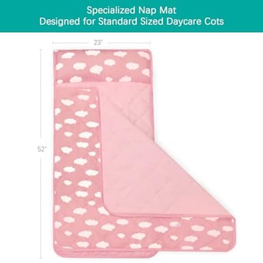 Toddler Nap Mat with Pillow and Blanket, Cot Nap Mats for Standard Daycare Preschool, Roll up Lightweight Portable Sleeping Bag for Kids, Super Soft Cozy, Pink Cloud, 52" x 23" - Image 3