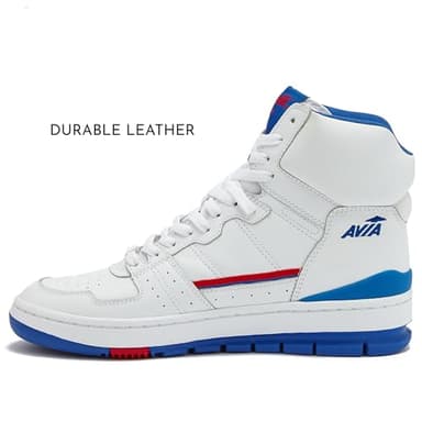 Avia 830 Men's Basketball Shoes, Retro High Top Sneakers for Men Indoor or Outdoor, Street or Court - White/Navy Blue/Red, 9 Medium - Image 6