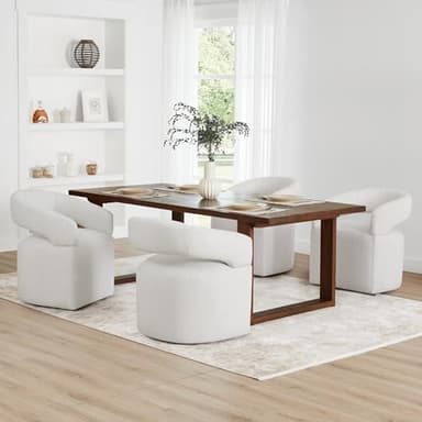 KISLOT Upholstered Dining Chairs with Removable Casters Barrel Side Armchair with Rollers for Diningroom Bedroom Livingroom Reading Room, Linen, 1PCS - Image 6