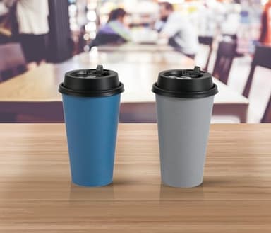 LITOPAK 100 Pack 16 oz Disposable Paper Coffee Cups with Lids for Coffee, Water, Juice, or Tea, Blue and Gray Hot Paper Cups for Home, Restaurant, Store, and Cafe - Image 8