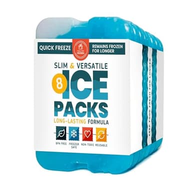 Healthy Packers Cool Pack, Slim Ice Pack for Lunch Box - Quick Freeze and Long-Lasting - Freezer Cold Packs for Cooler Bag and Lunch Boxes - Original Long-Lasting Formula - (8 Pack) - Image 1