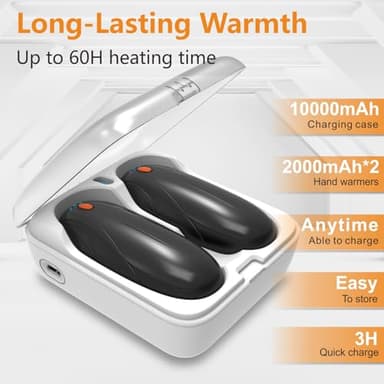 Hand Warmers Rechargeable 2 Pack, 14000mAh Electric Hand Warmers with Charging Case, Quick Charge Portable Heater,Gifts for Christmas, Winter, Outdoor, Camping, Hunting Accessories - Image 2