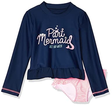 Simple Joys by Carter's Baby 2-piece Rashguard Set, navy/pink, 12 Months - Image 1